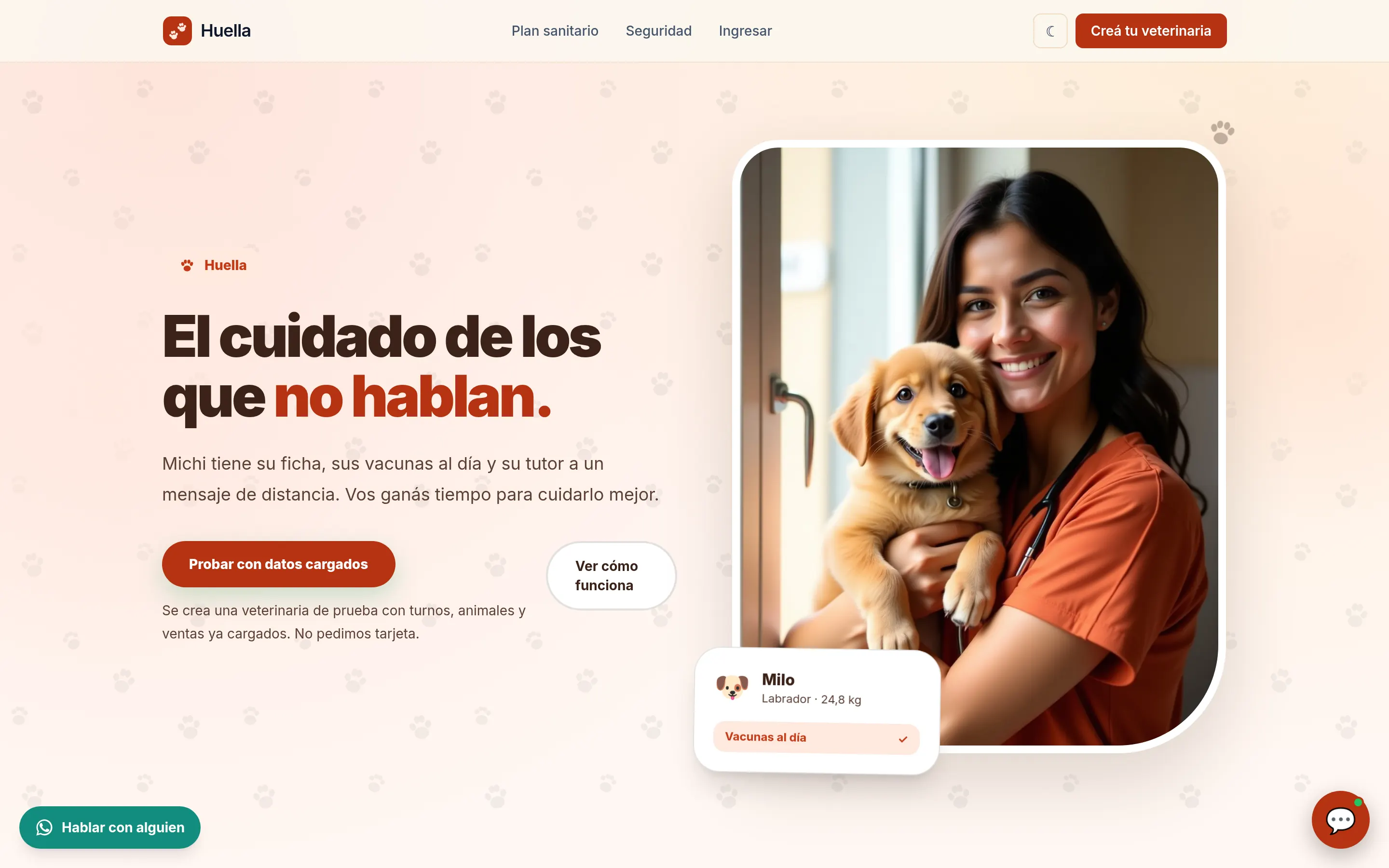 Huella: ficha de la mascota y plan sanitario